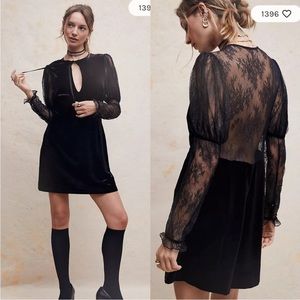 🩷Firm Price🩷 Free people Midnight Hour Lace And Velvet Mini Dress